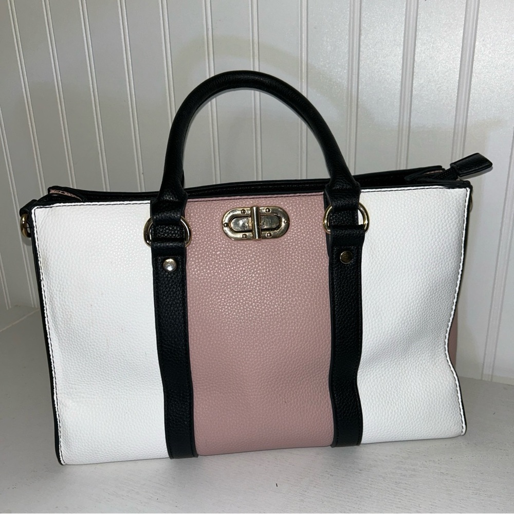 DASEIN  VEGAN LEATHER HANDBAG satchel medium pink white black purse